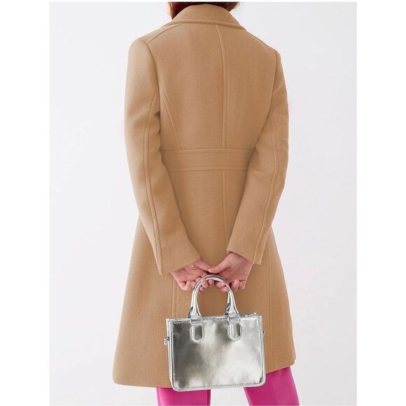 NEW Single Breasted Coat Long Sleeve Overcoat Career Pea Coat M - Picture 5 of 7